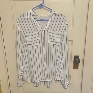 Maurice’s Women's White and Black Stripe Button-Front Blouse